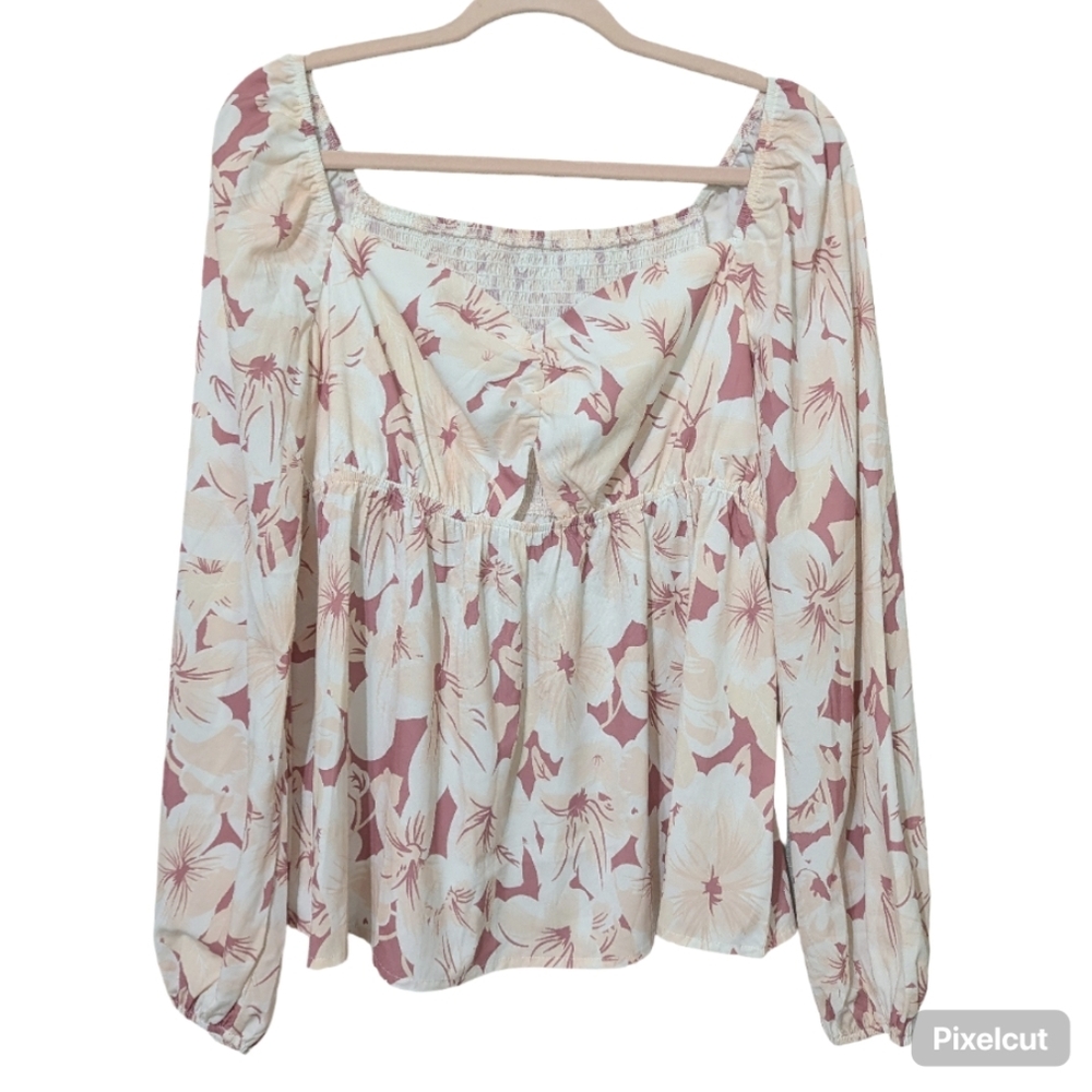 Floral Cream and Pink Women's Top